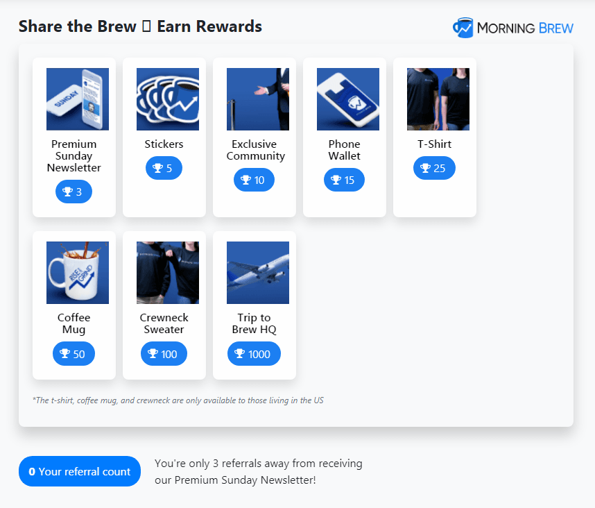 morning brew referral program incentives