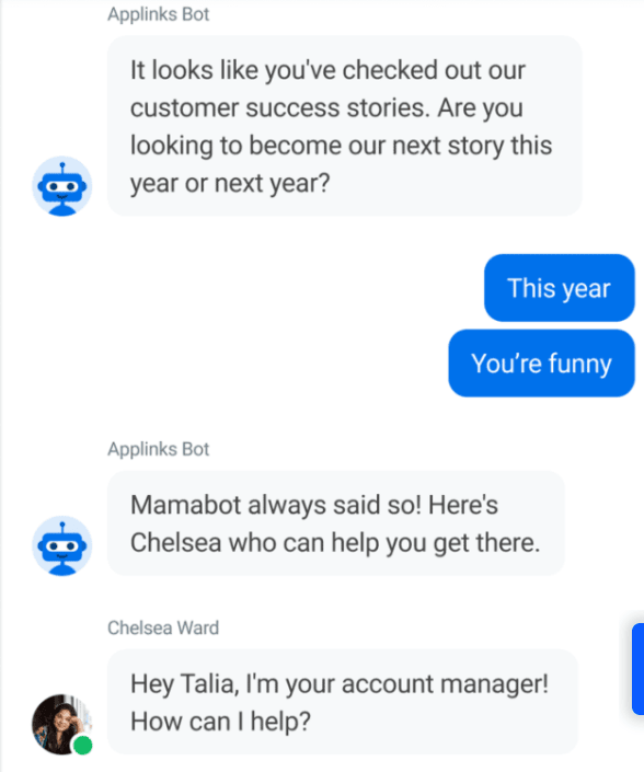 chatbot lead gen example