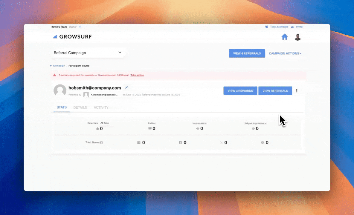 Disassociate Referrers in GrowSurf