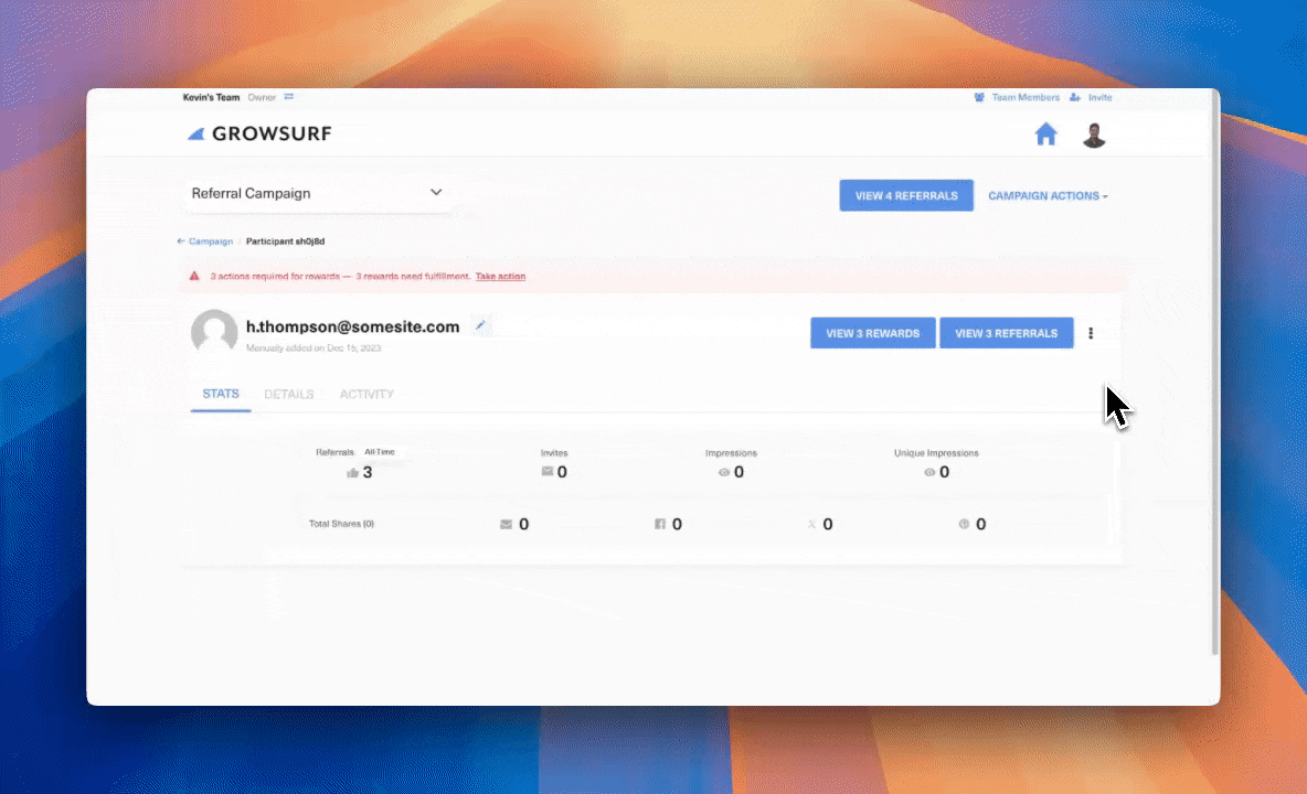 Manually Mark Fraudsters in GrowSurf