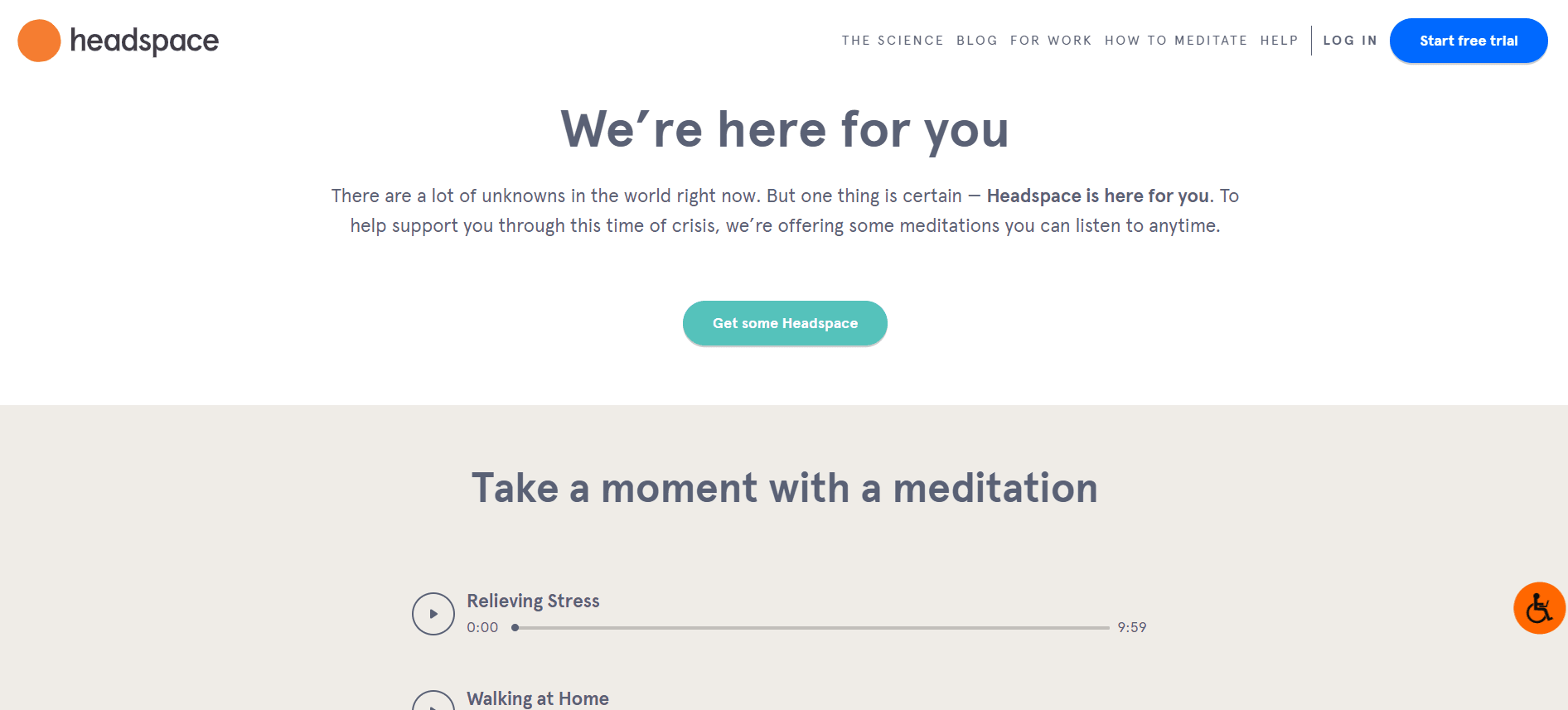 Headspace covid content