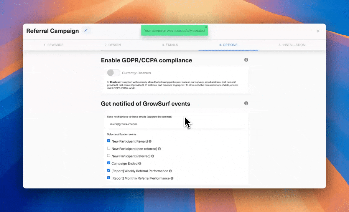 GDPR and CCPA Compliance in GrowSurf
