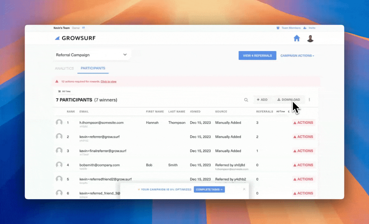 Download Participants in GrowSurf