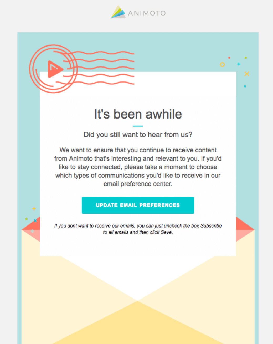 Animoto winback email