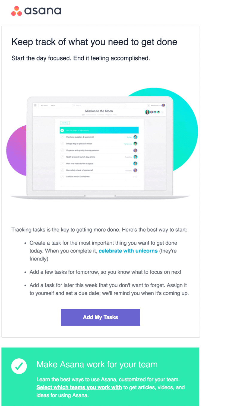 Asana email marketing