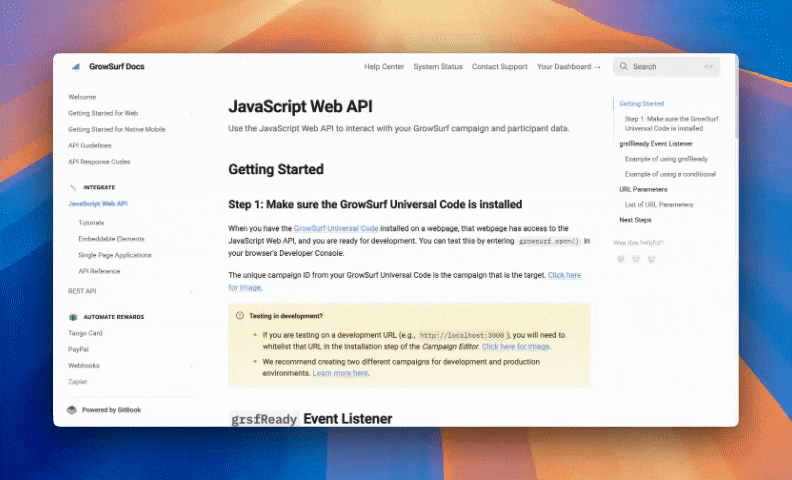 JavaScript SDK in GrowSurf