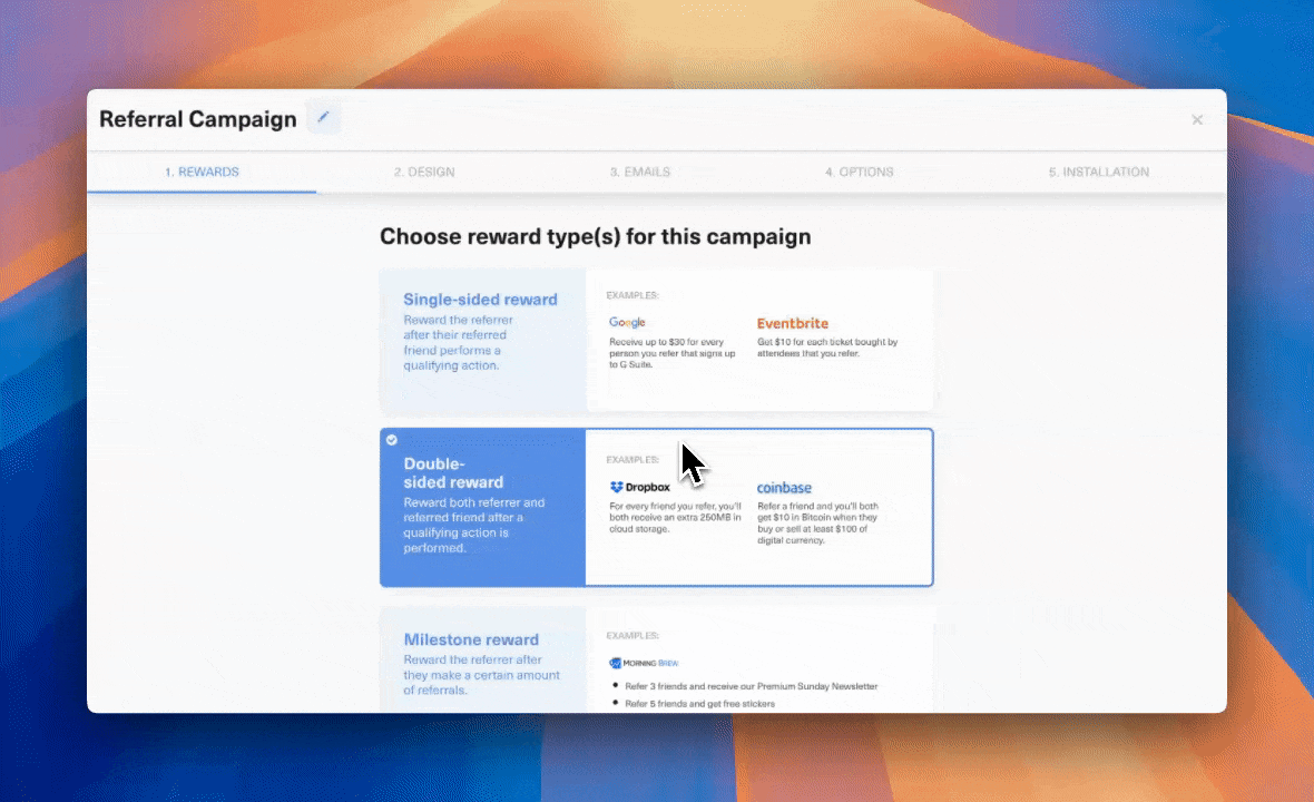 Flexible Reward Types in GrowSurf