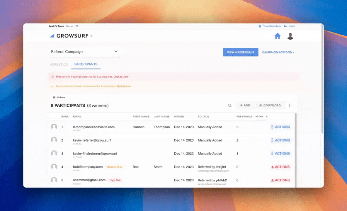 Fraud Tagging in GrowSurf