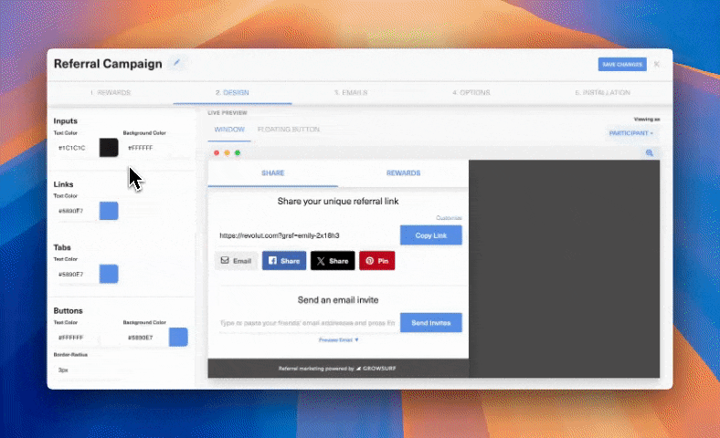 Customizable Design in GrowSurf