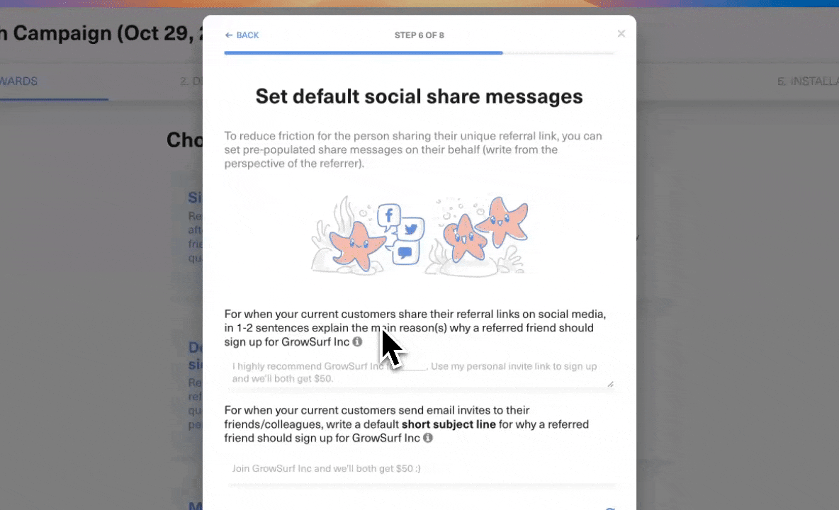 Promotional Copy Suggestions in GrowSurf