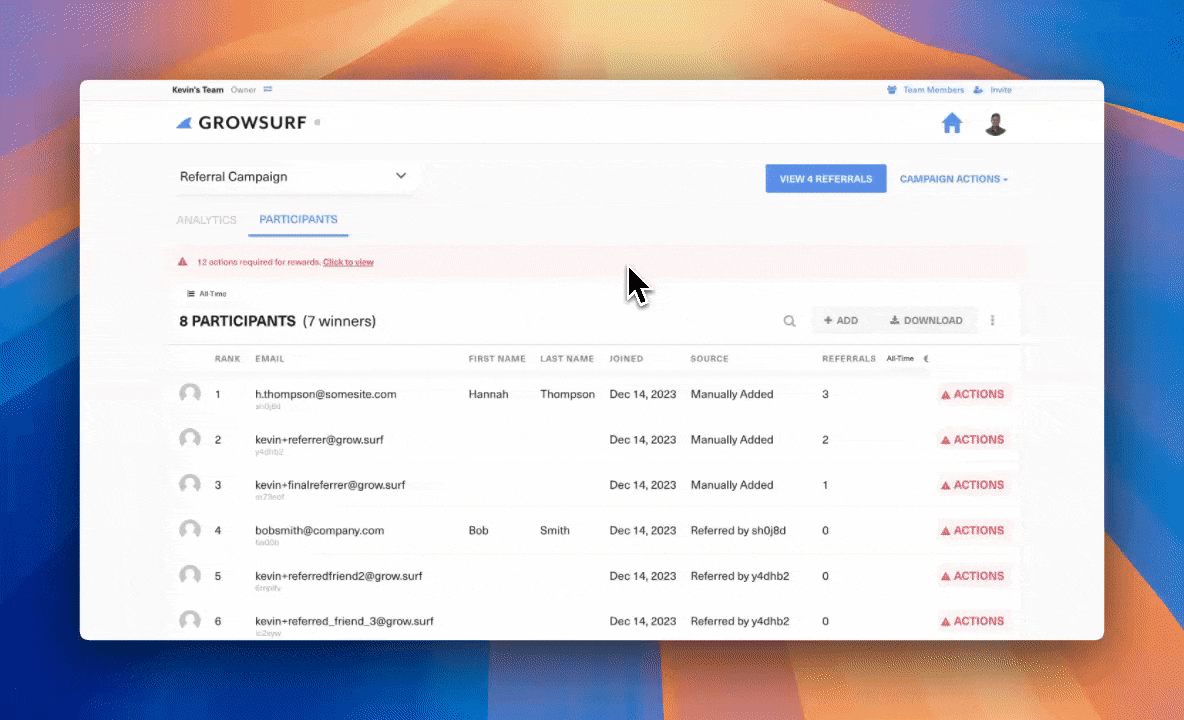 Import Participants in GrowSurf