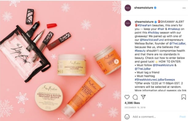 social media giveaway example