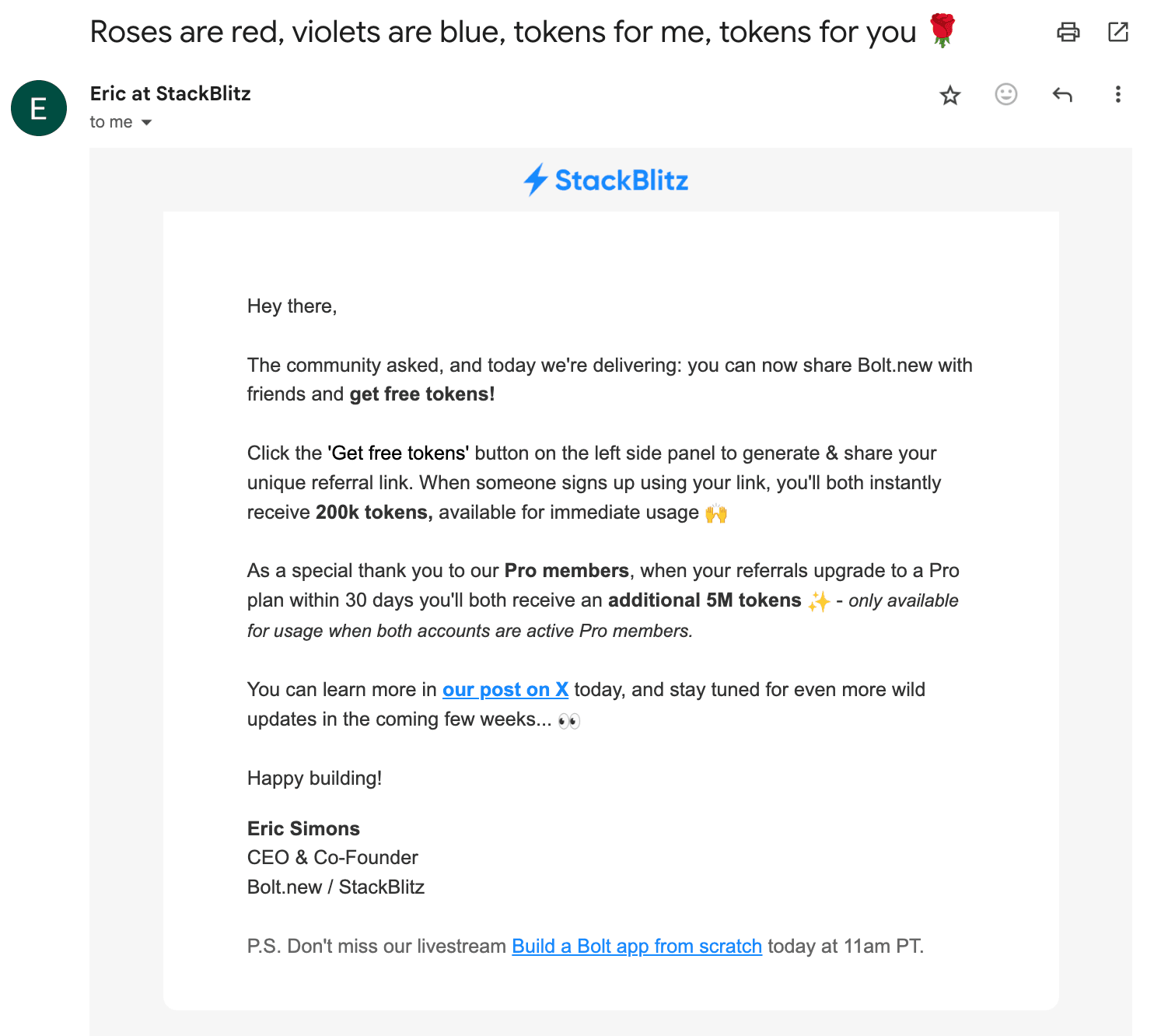Referral program launch